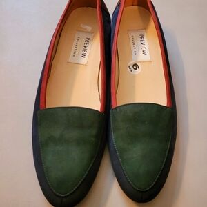Tri color suede like flats